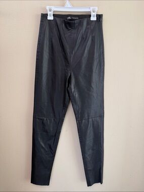 Zara Black Faux Leather Skinny Trousers
